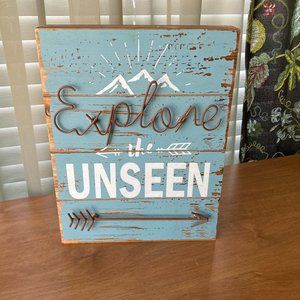 Wood Shadow Box  Frame "Explore the Unseen" NWT
